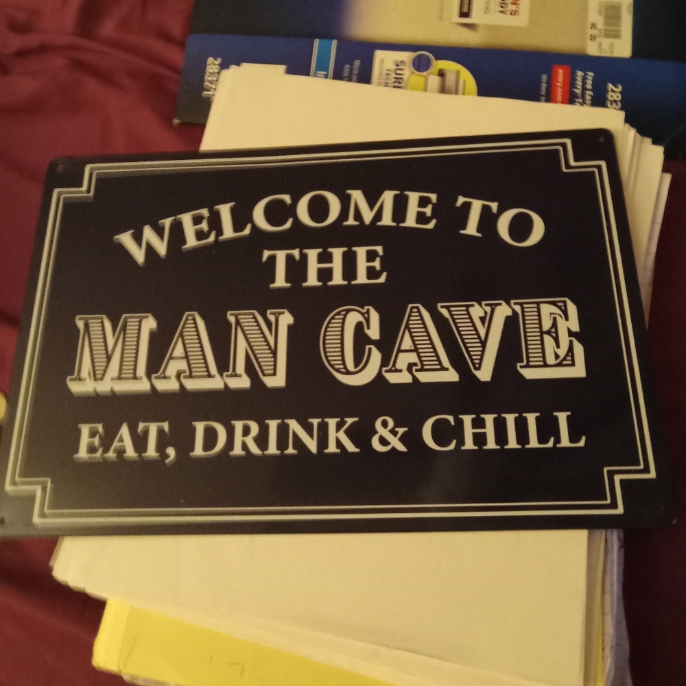 Metal tin sign blue amd white 5×7